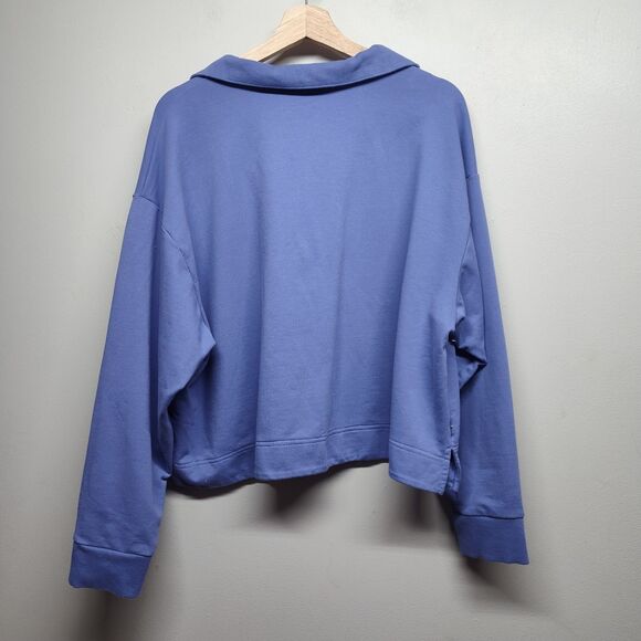 Athleta Cropped Light Sweater Women Size XL Purple Collared Athleisure Active - Picture 5 of 8